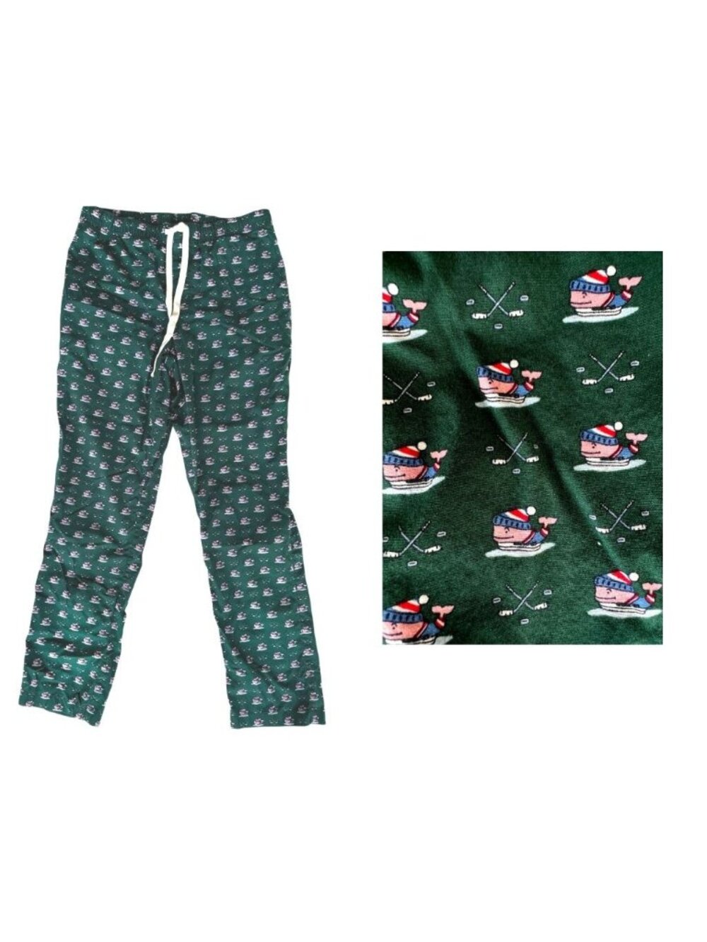 Vinyard Vines Pajama Bottoms Mens Small Whale Santa Hat Christmas Lounge Pants
